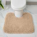 Disolla Toilet Rug U Shaped Beige 23x24 Machine Washable Non Slip Toilet Floor Mat Soft Plush Contour Rug for Bathroom Floor