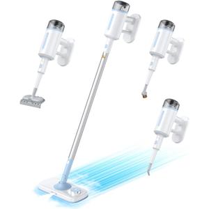 Steam Mop with Detachable Steamer Suitable for Hardwood, Tile and All Floors, Powerful Handheld Steam Cleaner for Home, Floor Steamer with Multifunctional Attachments for Other Home Cleaning (White)