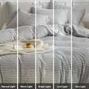 WARMDERN Boho Duvet Cover Set Queen Size,Grey Striped Duvet Cover Microfiber Bedding Set,3PCS Ultra Soft Breathable Lightweight Tuft Texture Pattern Duvet Covers with Zipper Closure(Grey,Queen)