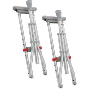 DMI Universal Aluminum Crutches - Adjustable Underarm Walking Aid for Adults, Shorter to Tall (4'6"-6'6"), Push-Button Height Adjustment, 300 lbs Capacity, Slip-Resistant Tips, 1 Pair