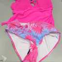 ZAFUL Womens Tankini Swimsuits Smocked 2 Piece Bathing Suits Modest Tie Back Swimwear (Pink, L)