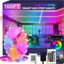 100ft Led Strip Lights,Long Smart Led Light Strips Music Sync 5050 RGB Color Changing Rope Lights,Bluetooth APP/IR Remote/Switch Box Control Led Lights for Bedroom,Home Decoration,Party,Festival