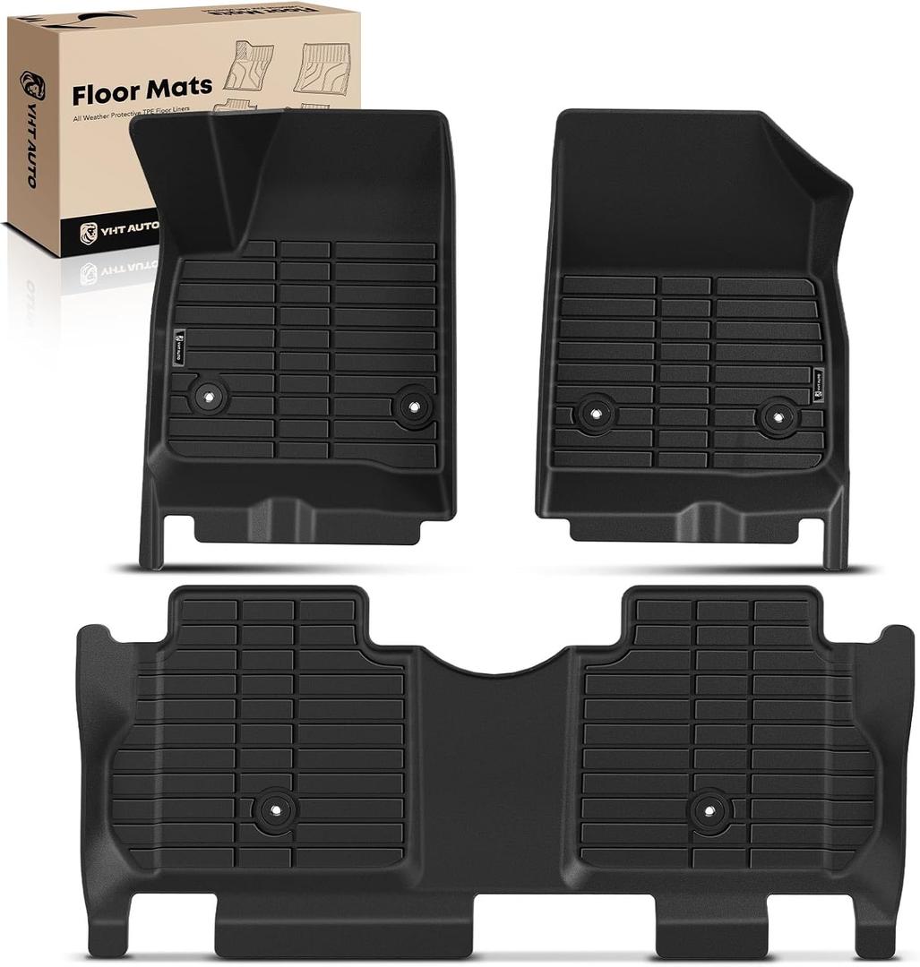YHTAUTO Floor Mats Fit 2017-2024 Cadillac XT5 2017-2023 GMC Acadia, 2019-2024 Chevrolet Blazer, TPE All Weather Car Mats Waterproof Anti-Slip Odorless Floor Liner, Front & 2nd Row Liner