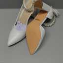 Women's Closed Toe Pumps 3-Inch Chunky Heels Pumps Ankle Strap Dress Wedding Shoes (8)