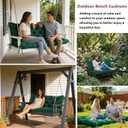 Waterproof Porch Swing Cushion Replacement, Thick 2–3 Seat Swing Seat Cushion with Backrest & Ties, Outdoor Bench Cushion for Patio Garden Porch Furniture (Dark Green, 60 x 40in)