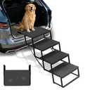 Dog Steps for Car, Truck, SUV, Dog Stairs for Car with Upgraded Non-Slip Surface, Foldable Dog Ramp for Car, Pet Stairs for Large Dogs, 4 Steps