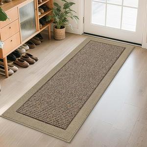 BEQHAUSE Indoor Door Mat 24" x 60", Dirt Trapper Door Mats Non-Slip Entryway Rugs Washable, Resist Dirt Absorbent Welcome Mat, Low Profile Floor Mats for Front Back Door and Entryway, Taupe