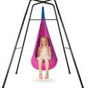 Swing Stand Frame with Sensory Pod Swings,Sensory Swing Set for Kids,Heavy Duty Metal Swings Frame,Cotton Sensory Pod Swing for Kids Indoor and Outdoor 330LBS Pink