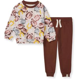 Burt's Bees Baby Boys Shirt and Pant Set, Long Sleeve Top & Bottom Outfit Bundle, 100% Organic Cotton (Newborn)