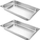 VOISEN 2 Pack Hotel Pans, 2.5" Deep, Anti-Jamming, Commercial Stainless Steel Steam Table & Catering Food Pans