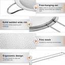 4PCS Fine Mesh Strainer Set, Premium Stainless Steel Fine Mesh Strainers, Food Fine Sieve with Non-Slip Handle, Perfect for Juice, Baking Flour, Drinks, Cocktails, Rice, Jam, Tea(2.8"/3.2"/3.9"/4.7")