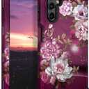Hocase for Galaxy A16 5G Case, Heavy Duty Shockproof Protection Soft Silicone Rubber Bumper+Hard Plastic Hybrid Protective Case for Samsung Galaxy A16 5G (6.7") 2025 - Burgundy Flowers