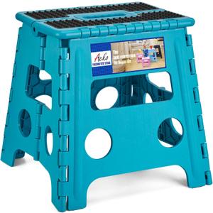 ACKO Folding Step Stool - 13" Premium Heavy Duty Foldable Stool for Adults, Kitchen Garden Bathroom Stepping Stool (1 Pack) (13 Inch, Dot Blue)