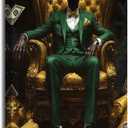 BJYCHG Black Man Wall Art Black King Wall Decor African King Pictures Afro Crown Canvas Prints Green Gold Paintings for Man Bedroom Living Room Office Frame (20L x 16W)