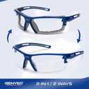 Safety Glasses ANSI Z87+ with Removable Foam Gasket, Clear Lens, Anti-Fog, Scratch-Resistant, UV400 Wraparound Protective Eyewear for Work, Construction & DIY
