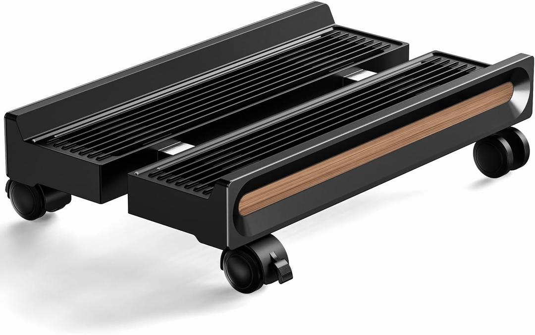 Adjustable Mobile CPU Stand,Ventilated PC stand for floor, Computer Tower Stand with Locking Caster Wheels Fits Most PC,Computer Mobile Cart Holder for Office,Gamers and Students