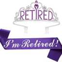 JETKONG Retirement Party Decorations - Tiara/Crown & Sash for Women, Party Supplies & Favors (Purple)