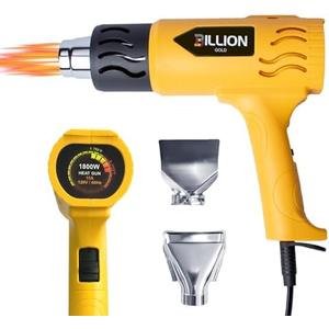 Heat Gun, BILLION GOLD 1800W Hot Air Gun 752℉-1112℉ with 2 Temperature Setting, Heat Gun for Crafting, Shrink Tubing, Paint Removing - 2 Nozzles