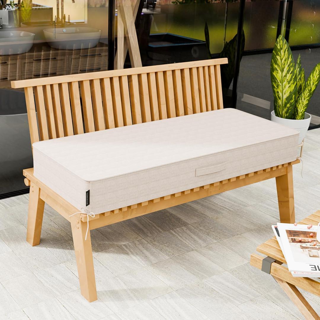 5" Outdoor Bench Cushion with Handle, Water Fade Resistant Indoor, 36"x18"x5"