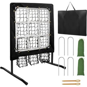 Pitching Net, 9 Hole Pitching Net with Strike Zone, Adjustable Softball/Baseball Hitting Net with Pitching Target, Portable Indoor Outdoor Training Equipment for Batting