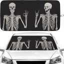 Skull Car Windshield Sun Shade Foldable Sunshade Front Window Cover Sun Visor Protector Accessories for Truck SUV (59x27.5 inches)