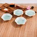 Ceramic Side Dish Bowls, Mint Green Floral Design, 4 inch, Set of 5