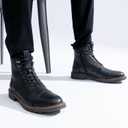 Vostey Mens Motorcycle Boots With Side Zipper Dress Boot (Black) Size: 9.5