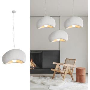 Modern Pendant Lights Kitchen Island, Wabi-Sabi White Pendant Light, 11.8in Pendant Light Fixtures for Kitchen Island Bedroom Living Room Hallway Restaurant Foyer