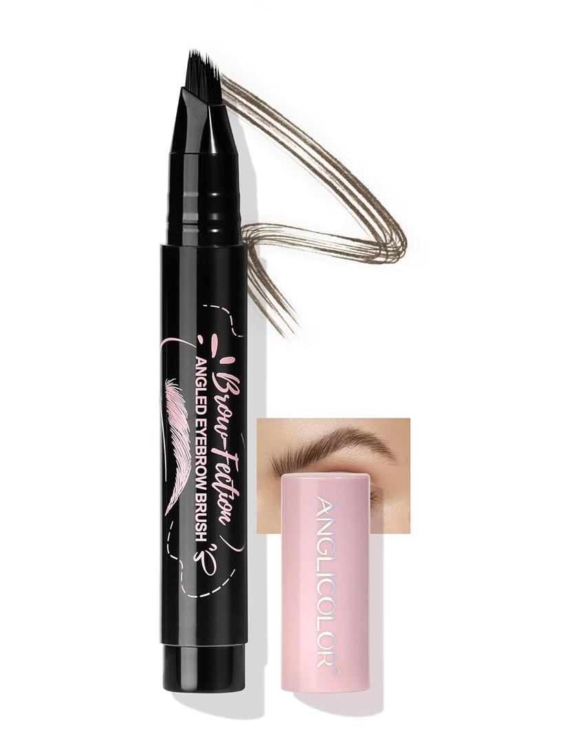 Anglicolor Eyebrow Pen, Angled Brow Brush, Microblading Eyebrow Pencils for Women, Natural Brow Pen, Eyebrow Brush To Hair-Like Strokes Long-Lasting, Waterproof, Smudge-Proof (102 Tawny Brown)
