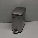 SONGMICS Bathroom Trash Can, 1.3 Gallon (5 L) Small Trash Bin with Lid, Slim for Small Spaces, Stainless Steel Garbage Can, Soft Close, Silver ULTB560E05