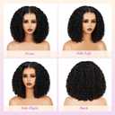 14 Inch Curly Glueless Wigs Human Hair Pre Plucked Pre Cut 9x6 HD Lace Closure Bob Wig with Baby Hair Black Bob Deep Wave Wig Human Hair 180% Density Black Water Wave Human Hair Wig for Women
