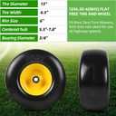 AR-PRO (2-Pack) 13x6.50-6 Flat Free Tire and Wheel, Replacement Solid Smooth Tires for Zero Turn Riding Lawn Mower Front Wheels, 5.5"-7.8" Centered Hub, 3/4" Bearings extra 5/8" & 1/2" Bushings