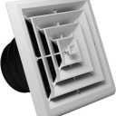 RectorSeal TRUaire Grille/Damper 81914 Plastic Ceiling Diffuser with Incorporated Ceiling Box, Easy Installation, HVAC, 8X8 4 Way Grille/Damper