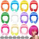 PLULON 12Pieces Colorful Wigs, Party Wigs and Sunglass Set, Neon Short Bob Wig Sunglass Pack Costume Colorful Cosplay Wig Daily Party Hairpieces Bachelorette Halloween Costume