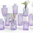 RUCKAE 12 Pack Glass Bud Vases Mini Flower Vase Small Vintage Vases for Centerpiece Table Wedding Decorations Home Decor Party (Purple)