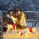 3 PCS Lighted Reindeer Family Set Pre-lit Christmas Decoration with 230 LED Lights