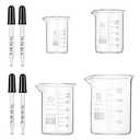 Glass Beaker Set, 3 Pack Graduated Measuring Beakers 25ml 50ml 100ml Low Form Griffin Thick Wall Lab Beakers with 4 Pcs 1ml Glass Pipette