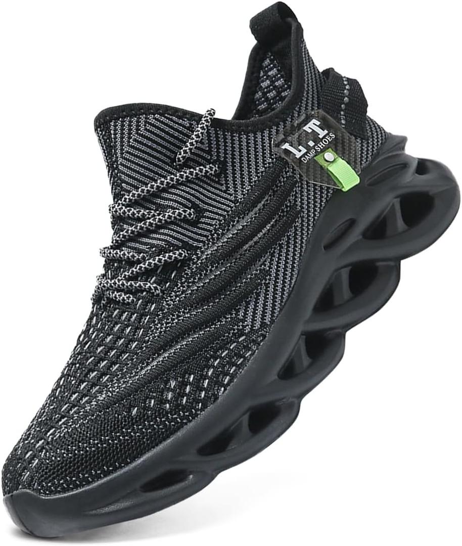 DLWKIPV Men Running Shoes Men's Tennis Shoes Lightweight Breathable Fashion Sneakers Non Slip Workout Gym Shoe for Running Black Size US 10