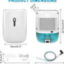 Dehumidifier with Drain Hose. Litever Small Portable Dehumidifier. Auto-OFF. Drain Hose for Continuous Drainage. Effective for Small Bathroom Pantry Closet Basement Wardrobe Gun safe RV Trailer Camper