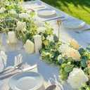 5.9FT Artificial Eucalyptus Garland with Flowers (Roses, Peonies, Daisies); Artificial Flower Garland for Weddings, Backdrops. Artificial Rose Vine For Home Decor, Table Decor, Door & Hanging Decor.