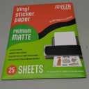 JOYEZA Premium Printable Vinyl Sticker Paper for Inkjet Printer - 40 Sheets Matte White Waterproof, Dries Quickly Vivid Colors, Holds Ink Well- Tear Resistant - Inkjet & Laser Printer