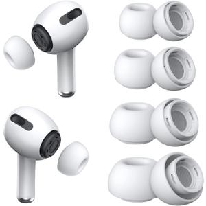 [4 Pairs ] Replacement Ear Tips for AirPods Pro and AirPods Pro 2 with Noise Reduction Hole, Silicone Ear Tips for AirPods Pro with Portable Storage Box and Fit in The Charging Case(XS/S/M/L) (White)