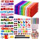 JOICEE 60 Set Cheer Pins Spirit Clips, 60 Colored Wooden Clothes Pins 102 Mini Resin Ducks Bows Daisy and Stickers Pens 150 Clay Beads for Backpacks Ribbon Team Classroom Cheer Gifts Bulk
