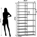 Ekisemio 12 Tier Shoe Rack Tall, Shoe Rack Organizer, Large Capacity Holds 34-50 Pairs, Boot Rack Organizer for Entryway, Closet, Garage, Black, 2 Row 12 Tiers