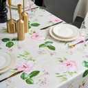 LIBERECOO Reinforced Vinyl Tablecloth with Flannel Backing Waterproof Oil-Proof Floral Plastic Table Cloth Stain-Resistant Wipeable Table Cover Not Stiff