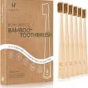 Boar Bristle Bamboo Toothbrush, Made from Natural Boar Hair Bristles, Plastic-Free (Pack of 6)