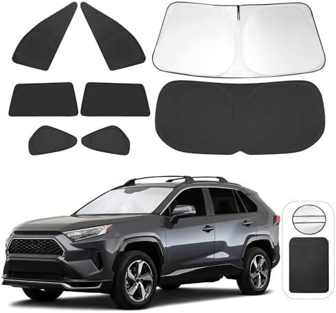 TINGLU Window Shades for Toyota RAV4 2019-2024 2025 Accessories Car Side Full Windows Rear Triangular Windshield Sun Shade Sun UV Rays & Privacy Protection for Camping, Napping, and Relaxing 8PCS
