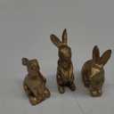 DN DECONATION Golden Polyresin Bunny Decor Rabbit Figurines, Easter Bunny Statue Set of 3 for Spring Tabletop Decor (Golden Polyresin(set of 3))