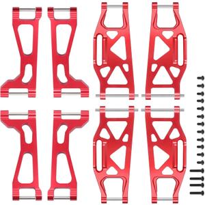 6061-T6 Aluminum Suspension Arms  Front & Rear Upper/Lower Link Set for Traxxas X-Maxx 89076 89086 (Replacement for WideMaxx 8995/8998/8999, Red, 8PCS)