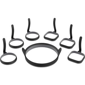 Blackstone Egg & Omelet Ring Kit (7 Piece Set) Non Stick Silicone Egg & Omelette Cooker Mold for Pancake, Patties & English Muffin Round Egg Cooking ShaperGriddle Accessories for Breakfast - 5515
